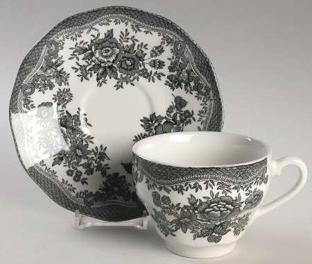 Asiatic Pheasant Black Flat Cup & Saucer Set