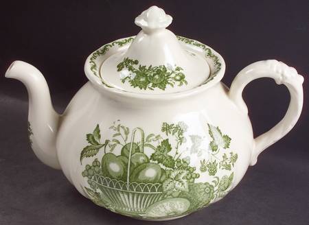 Fruit Basket Green Teapot & Lid