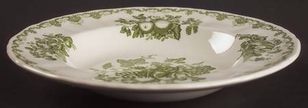 Fruit Basket Green Rim Soup Bowl
