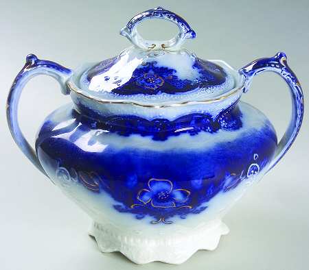 Oregon (Flow Blue) Sugar Bowl & Lid