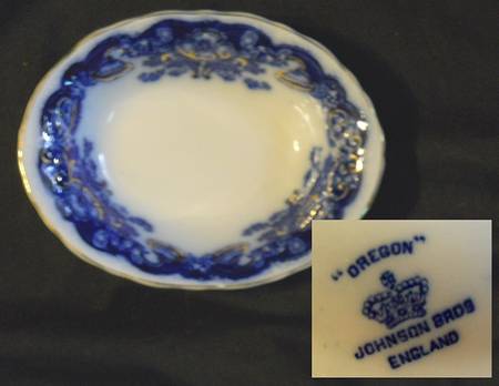 Oregon (Flow Blue) Oval Fruit/Dessert Bowl
