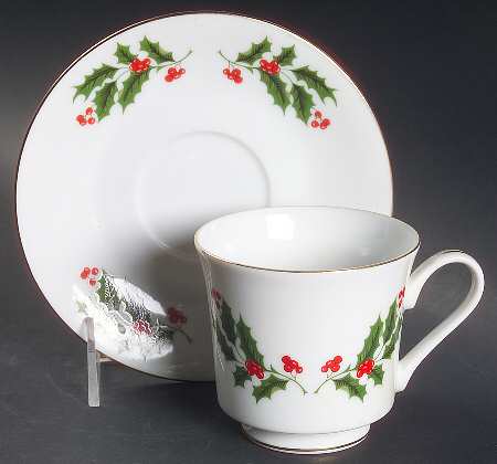 Holly Footed Cup & Saucer Set by Japan