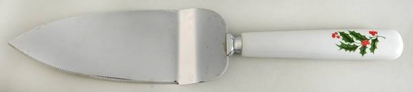 Holly Cake Server W/Stainless Blade
