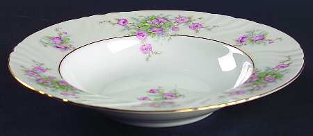 Bridal Rose (Verge, Cream & White) Rim Soup Bowl