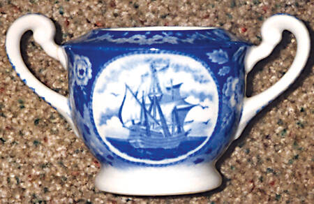 Blue May Flower Sugar Bowl No Lid