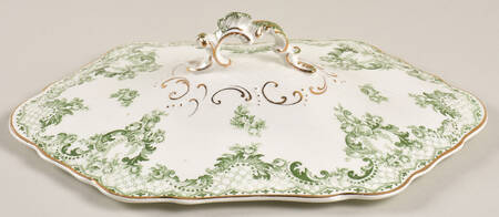 Cloverly Green (Gold Accent, Gold Trim) Lid for Oval Vegetable