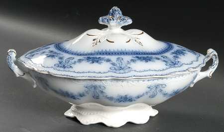Glenwood (Flow Blue, Gold Trim) by Johnson Brothers