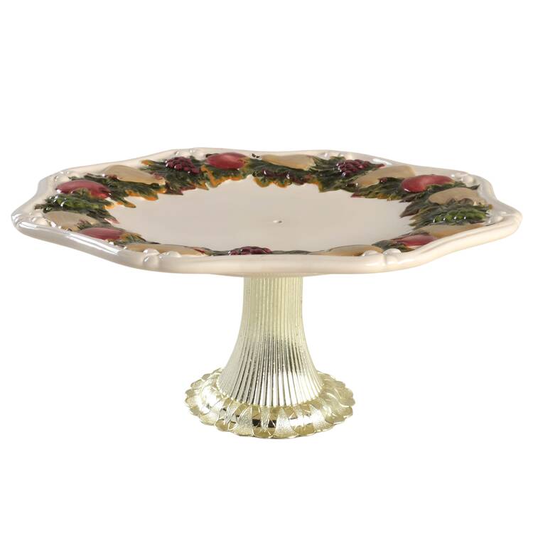 Harvest Cake Stand with 4"-5" Metal Pedestal  Hc