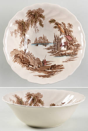 The Old Mill Brown Multicolor 8" Round Vegetable Bowl