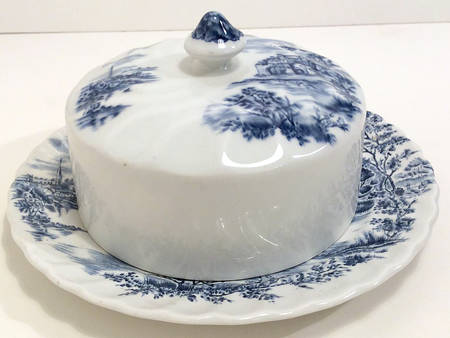 Ancient Towers Blue Round Covered Butter