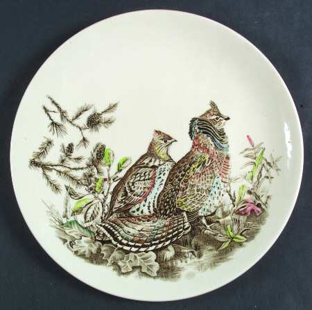 Game Birds Cream Large Round Dinner Plate