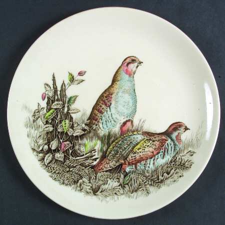 Game Birds Cream Large Round Dinner Plate