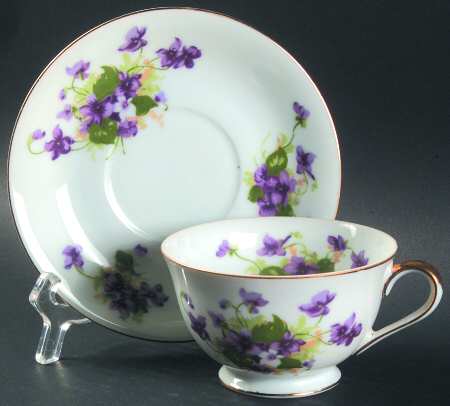 Sweet Violet Footed Cup & Saucer Set