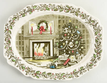 Merry Christmas ("From an Original Hand Engraving" 20" Oval Serving Platter
