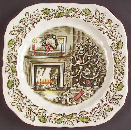 Merry Christmas ("From an Original Hand Engraving" Square Salad Plate