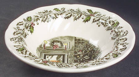 Merry Christmas ("From an Original Hand Engraving" Rim Fruit/Dessert (Sauce) Bowl