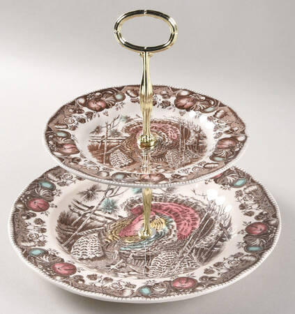 His Majesty (England 1883 Backstamp) 6 5/8"-10"  2 Tiered Serving Tray (Dp, Sp) HC