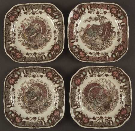 His Majesty (England 1883 Backstamp) Square Accent Salad Plate - Set of 4