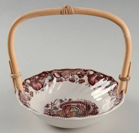 His Majesty (England 1883 Backstamp) 7''-7 1/4'' Basket W/Bamboo Handle HC