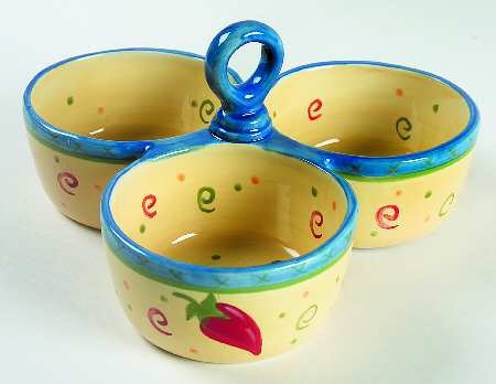 Salsa Center Handle Triple Salsa Server