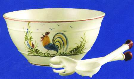 Roosters (3 Pc) Salad Serving Set (Bowl/Solid Serving Set)