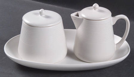 Bianco Creamer & Sugar with Lid & Tray Set