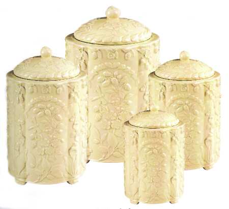 English Meadow (Cream) (4 Piece) Canister Set (Box Set)