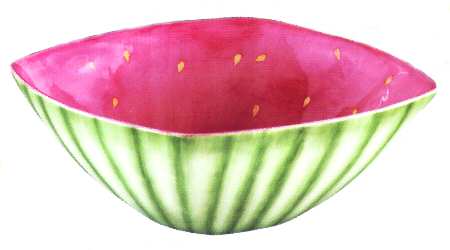 Watermelon Picnic 9" Square Vegetable Bowl