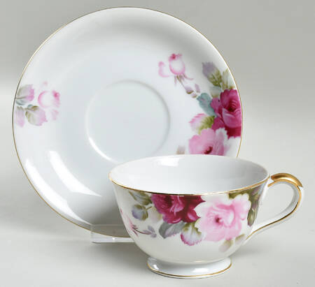 Pink Rose Footed Cup & Saucer Set