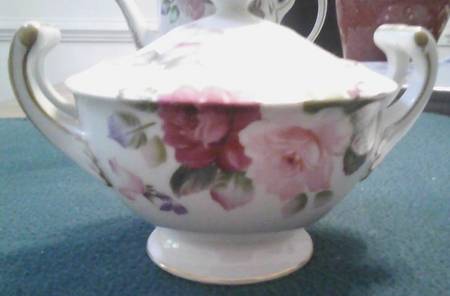 Pink Rose Sugar Bowl & Lid