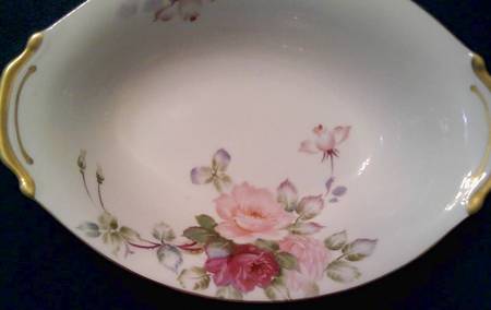 Pink Rose 9" Oval Vegetable Bowl