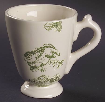 Bunny Toile Footed Mug