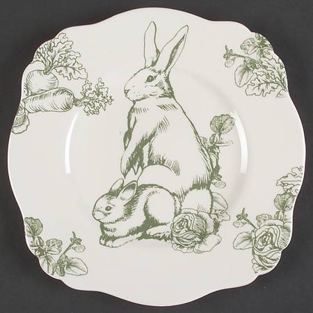 Bunny Toile Square Luncheon Plate