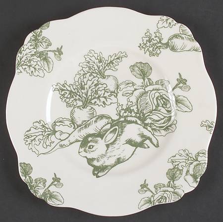 Bunny Toile Square Luncheon Plate