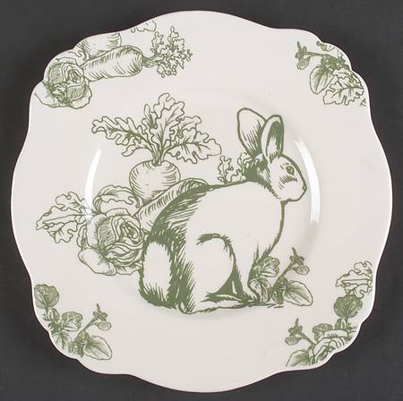 Bunny Toile Square Luncheon Plate