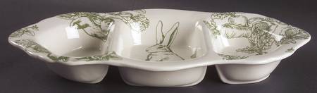 Bunny Toile 3 Part Rectangular Divided Server