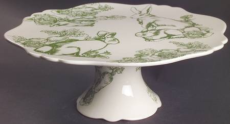 Bunny Toile 13" Diameter Pedestal Cake Stand