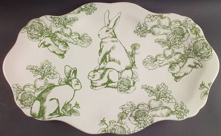 Bunny Toile 20" Oval Serving Platter