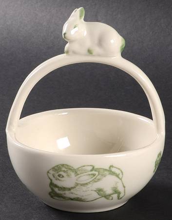 Bunny Toile Figural Basket with Handle