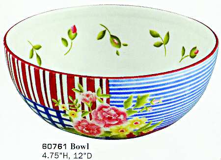 Cock a Doodle 12" Round Vegetable Bowl