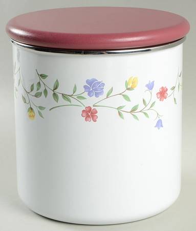Summer Chintz ("England 1883" Stamp) Large Metal Canister & Wood Lid