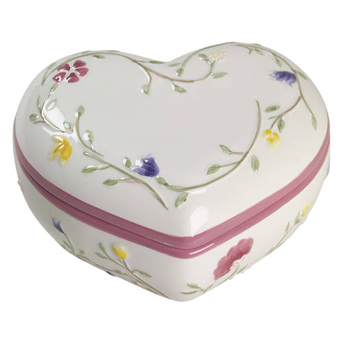 Summer Chintz ("England 1883" Stamp) Heart Shape Box & Lid