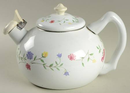 Summer Chintz ("England 1883" Stamp) Metal Kettle & Lid