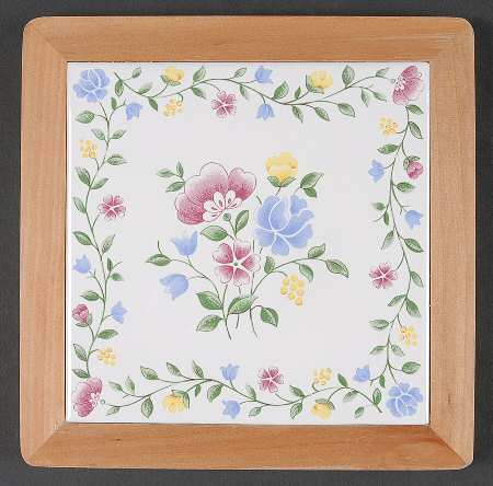 Summer Chintz ("England 1883" Stamp) Wood Frame Trivet