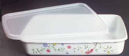 Summer Chintz ("England 1883" Stamp) Large Metal Rectangular Baker & Plastic Lid