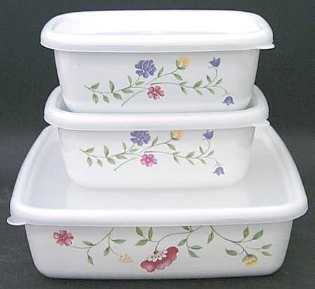 Summer Chintz ("England 1883" Stamp) Metal Baker with Plastic Lid - Set of 3