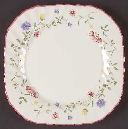 Summer Chintz ("England 1883" Stamp) Square Salad Plate by Johnson Brothers