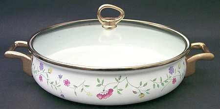 Summer Chintz ("England 1883" Stamp) 2.5 Qt Metal 2 Handled Server & Lid