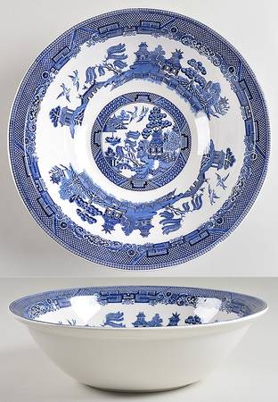 Willow Blue ("England 1883" Backstamp, China) 10" Round Vegetable Bowl