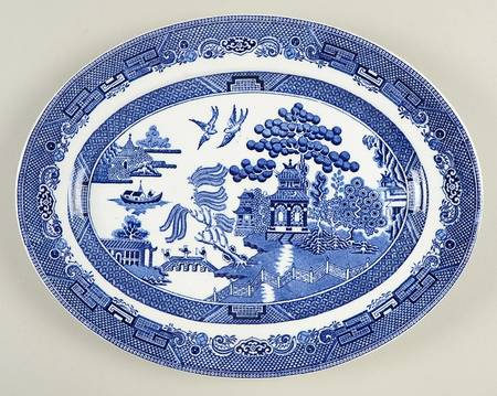 Willow Blue ("England 1883" Backstamp, China) 11" Oval Serving Platter